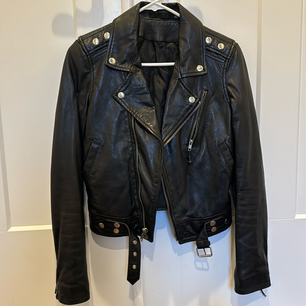 Women’s BLK DNM Leather Moto Jacket, XS